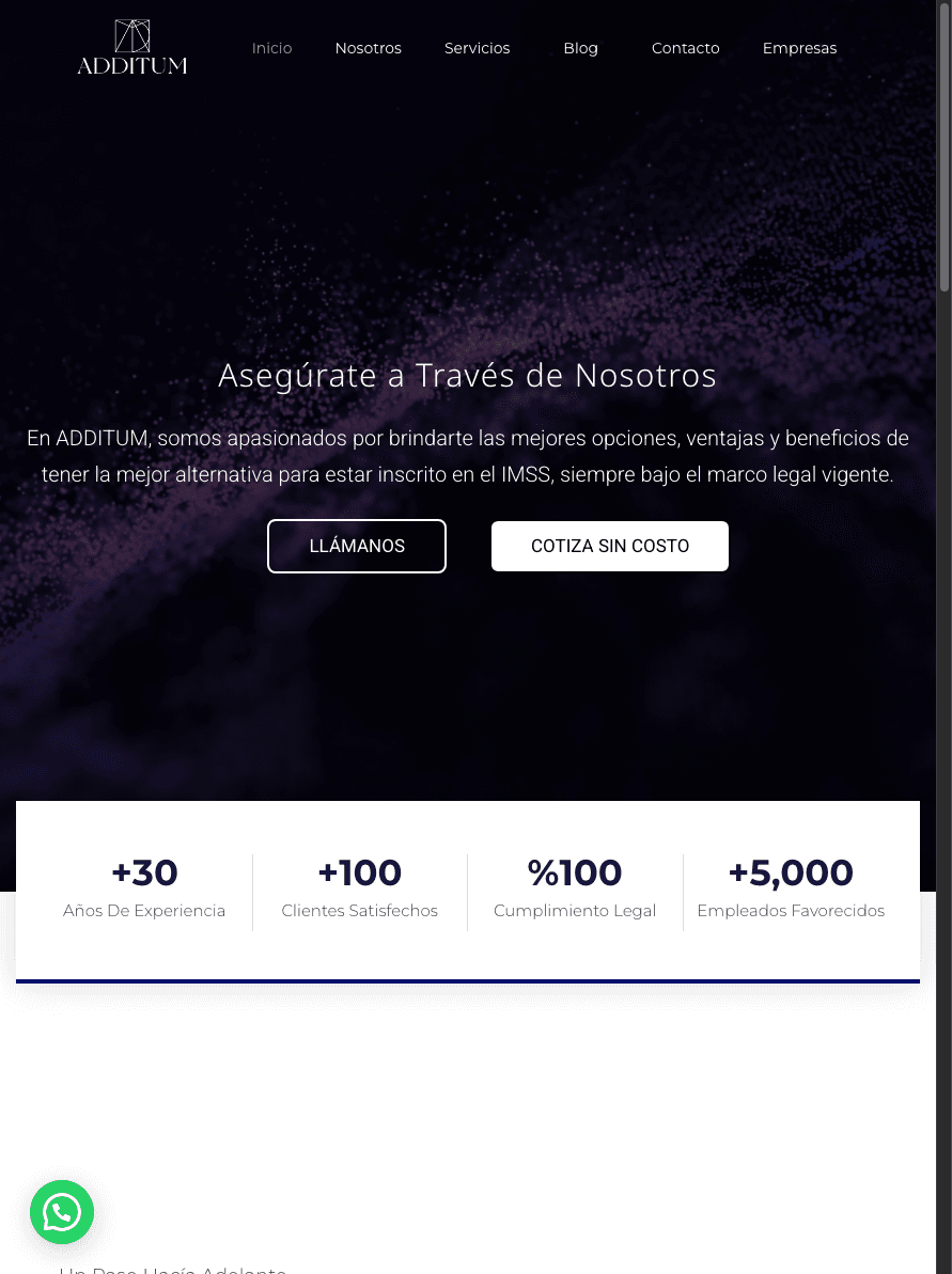 Sitio de additum.org en tablet