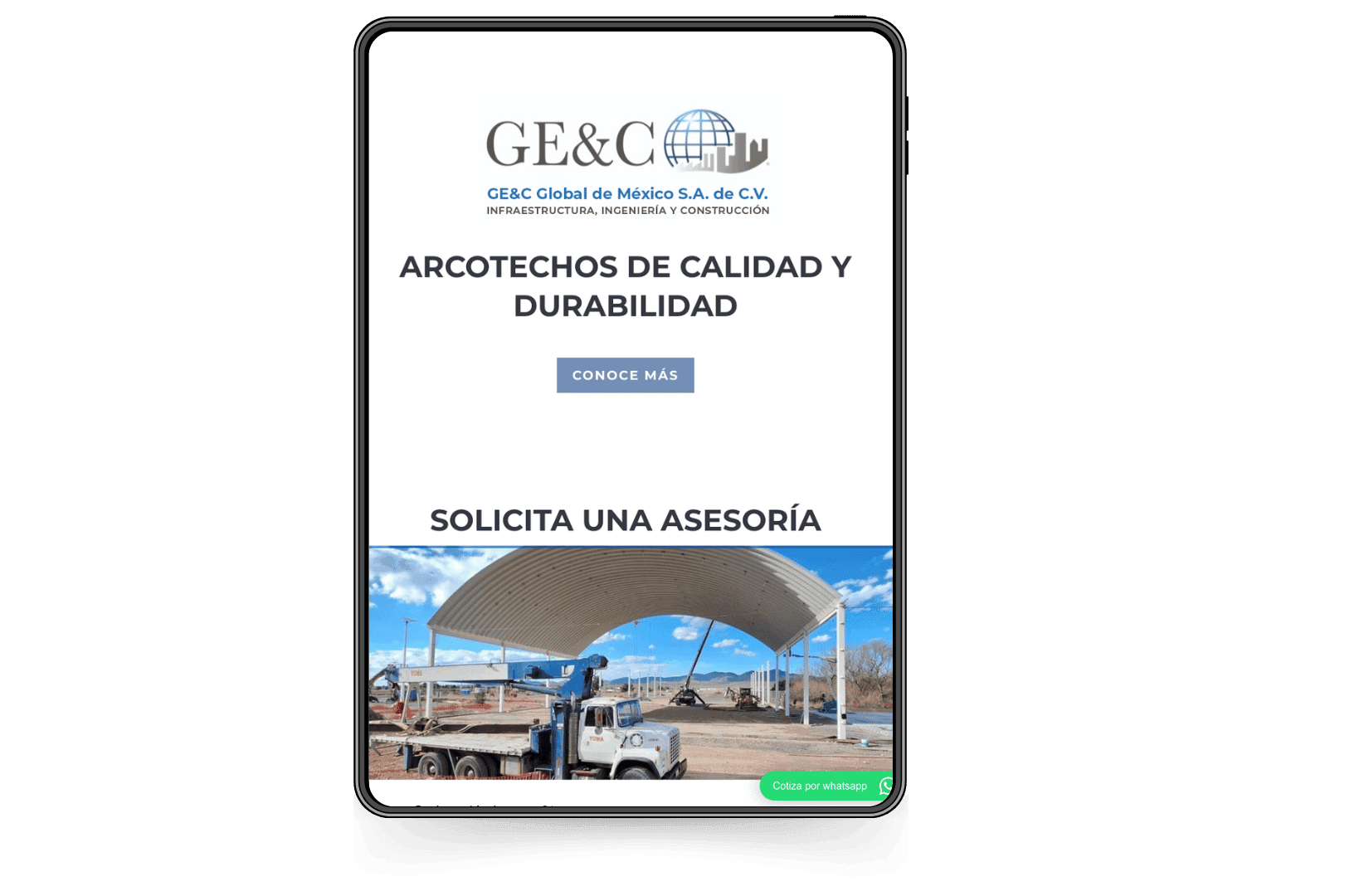 Mockup del sitio de Arco Techos