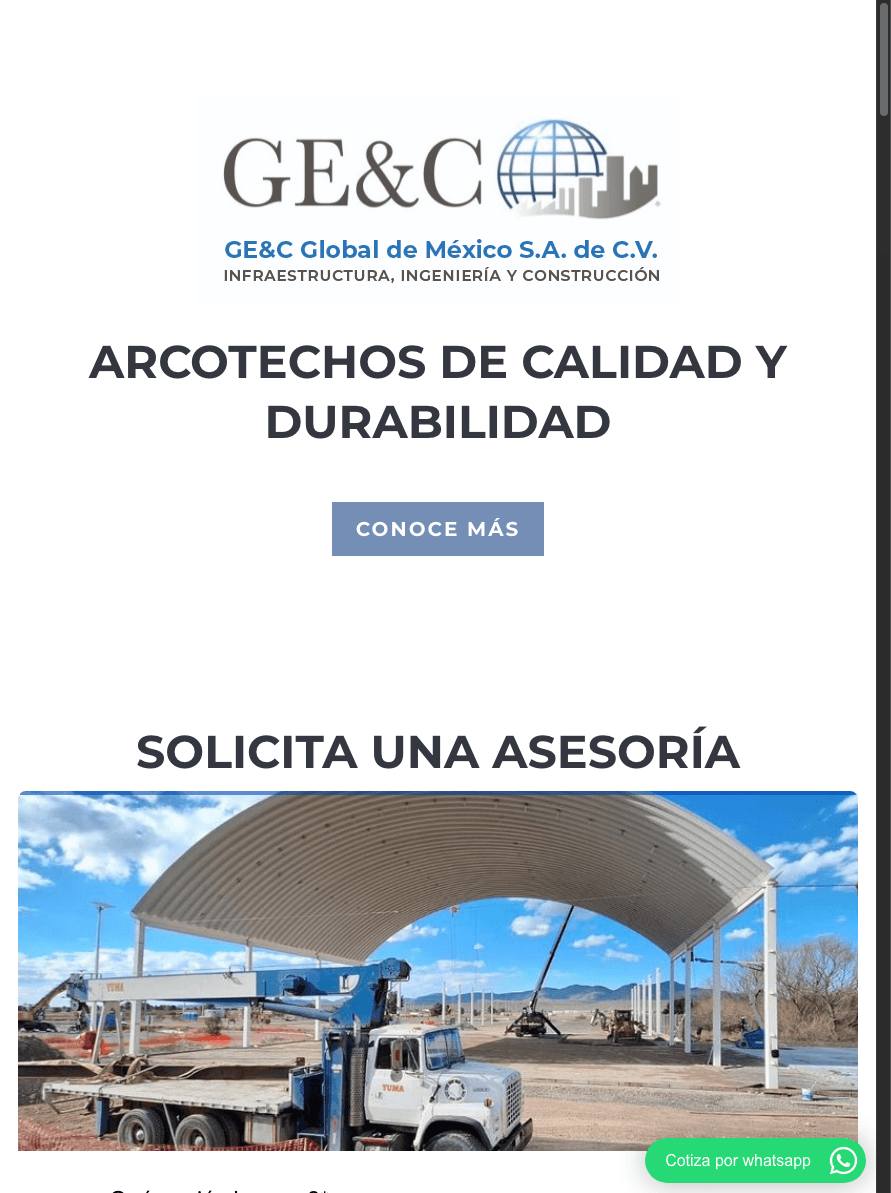 Sitio de Arco Techos en tablet