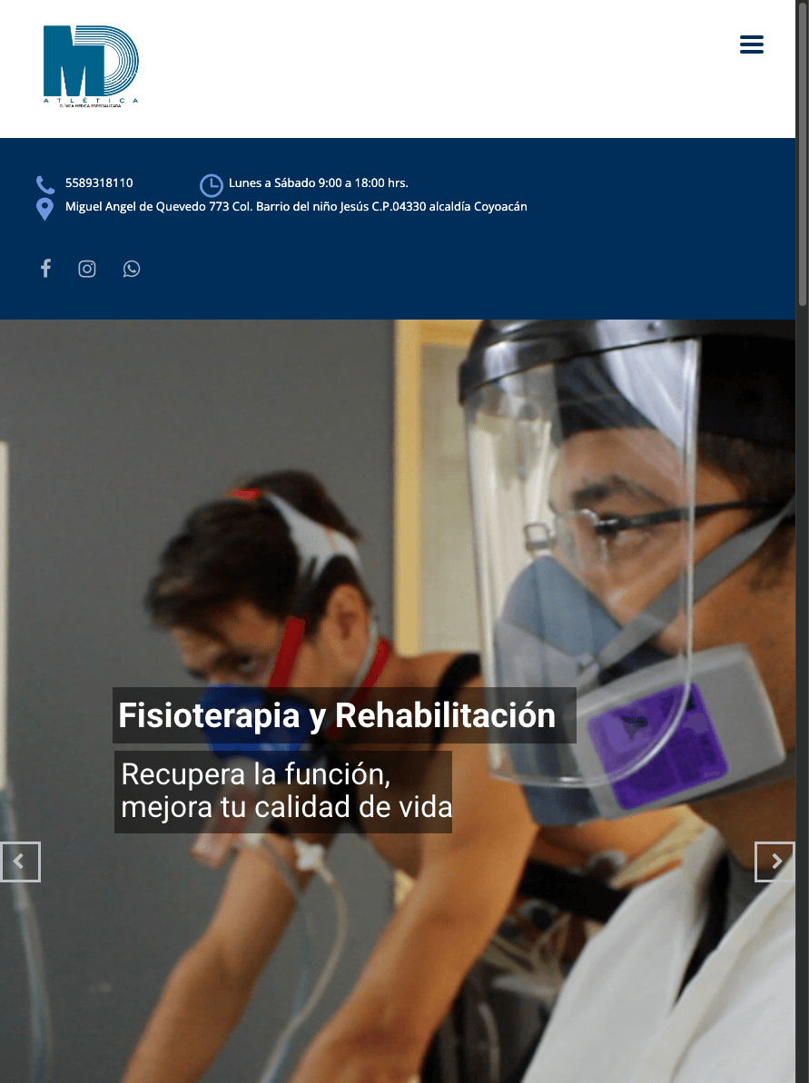 Sitio de AtleticaMD en tablet