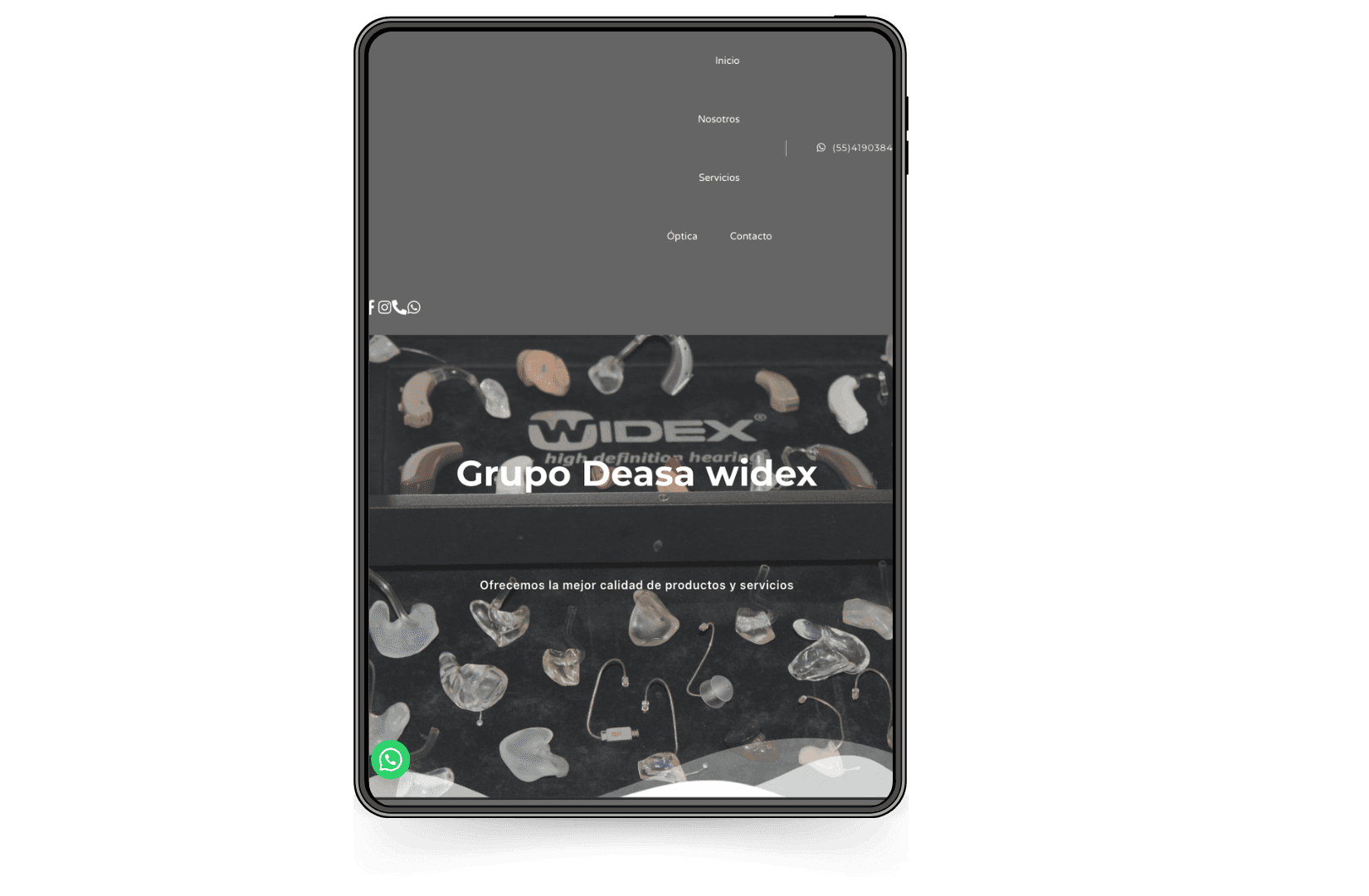 Mockup del sitio de Audífonos De Asa
