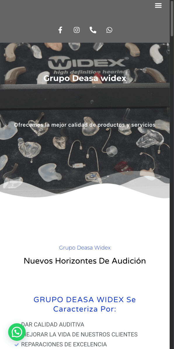 Sitio web de Audífonos De Asa en celular