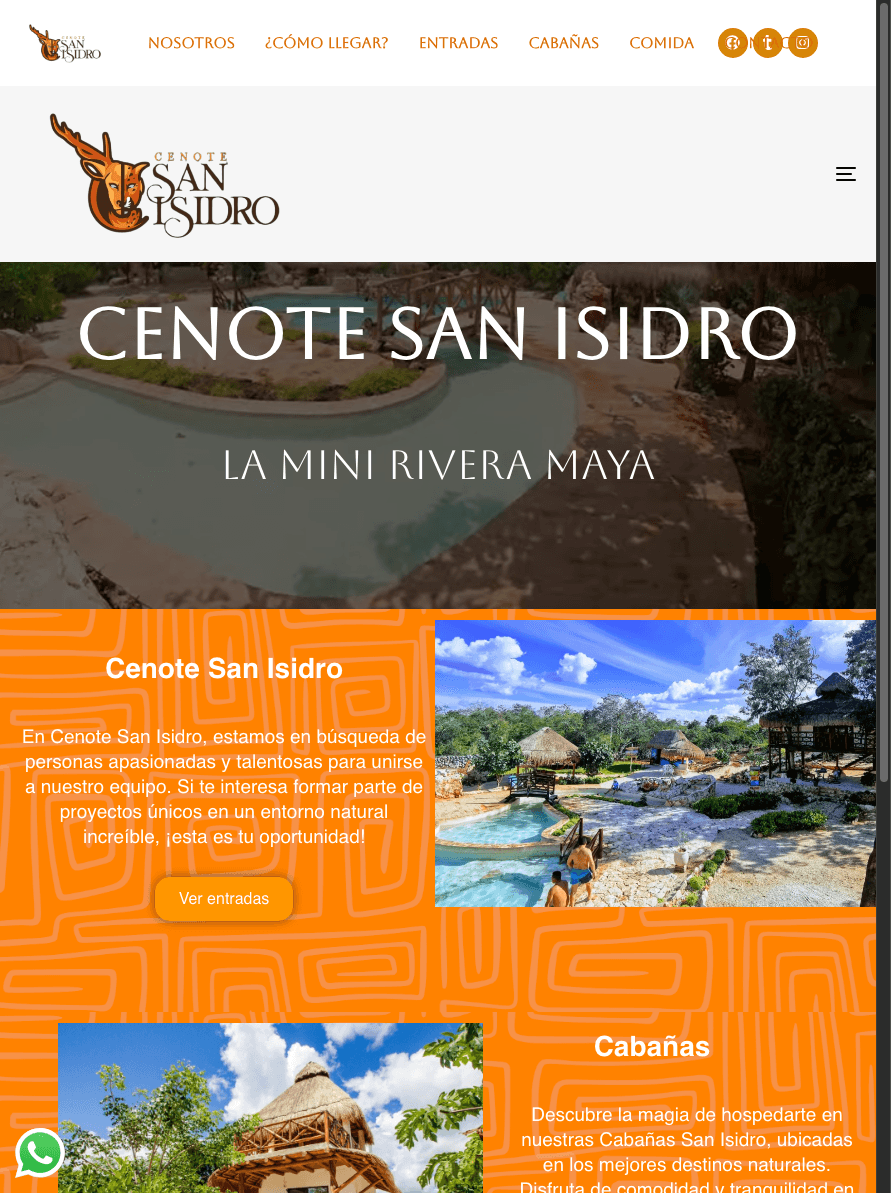 Sitio de Cenotes San Isidro en tablet