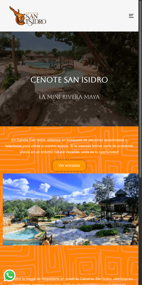 Sitio web de Cenotes San Isidro en celular