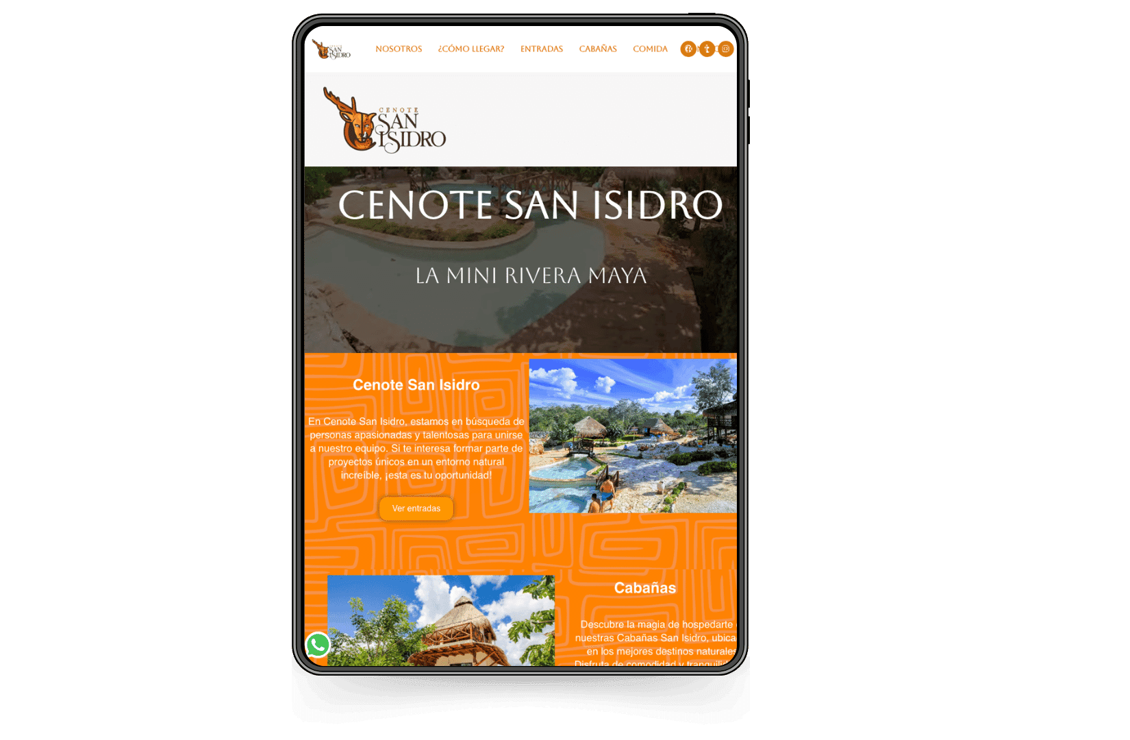 Mockup del sitio de Cenotes San Isidro