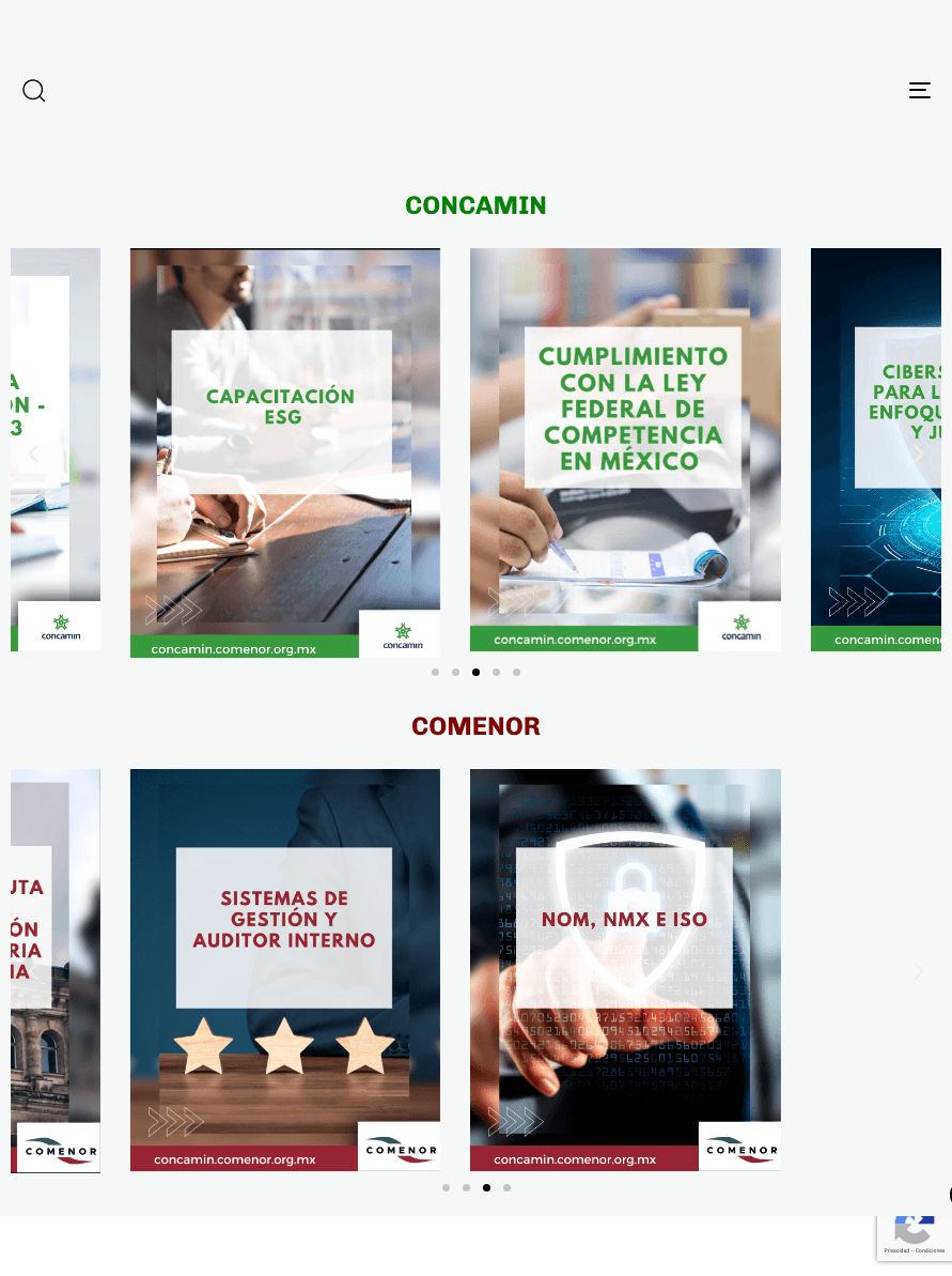 Sitio de CONCAMIN en tablet