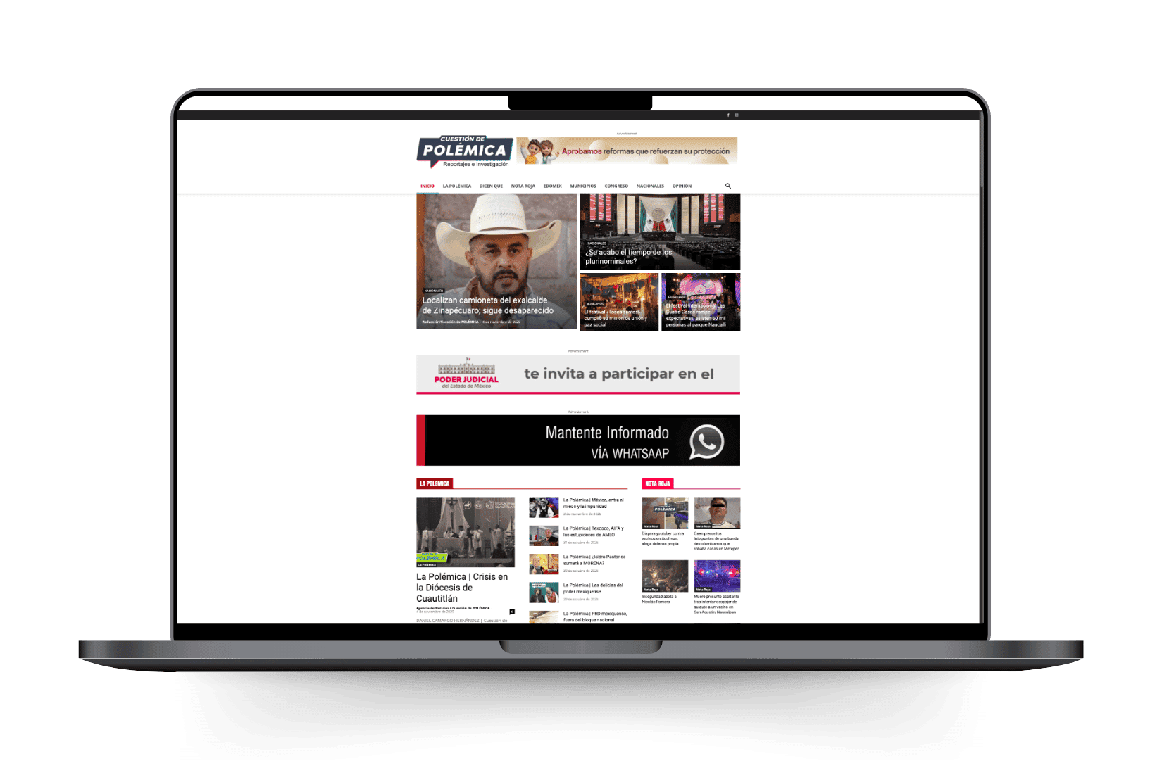 Mockup del sitio de Cuestión de Polémica