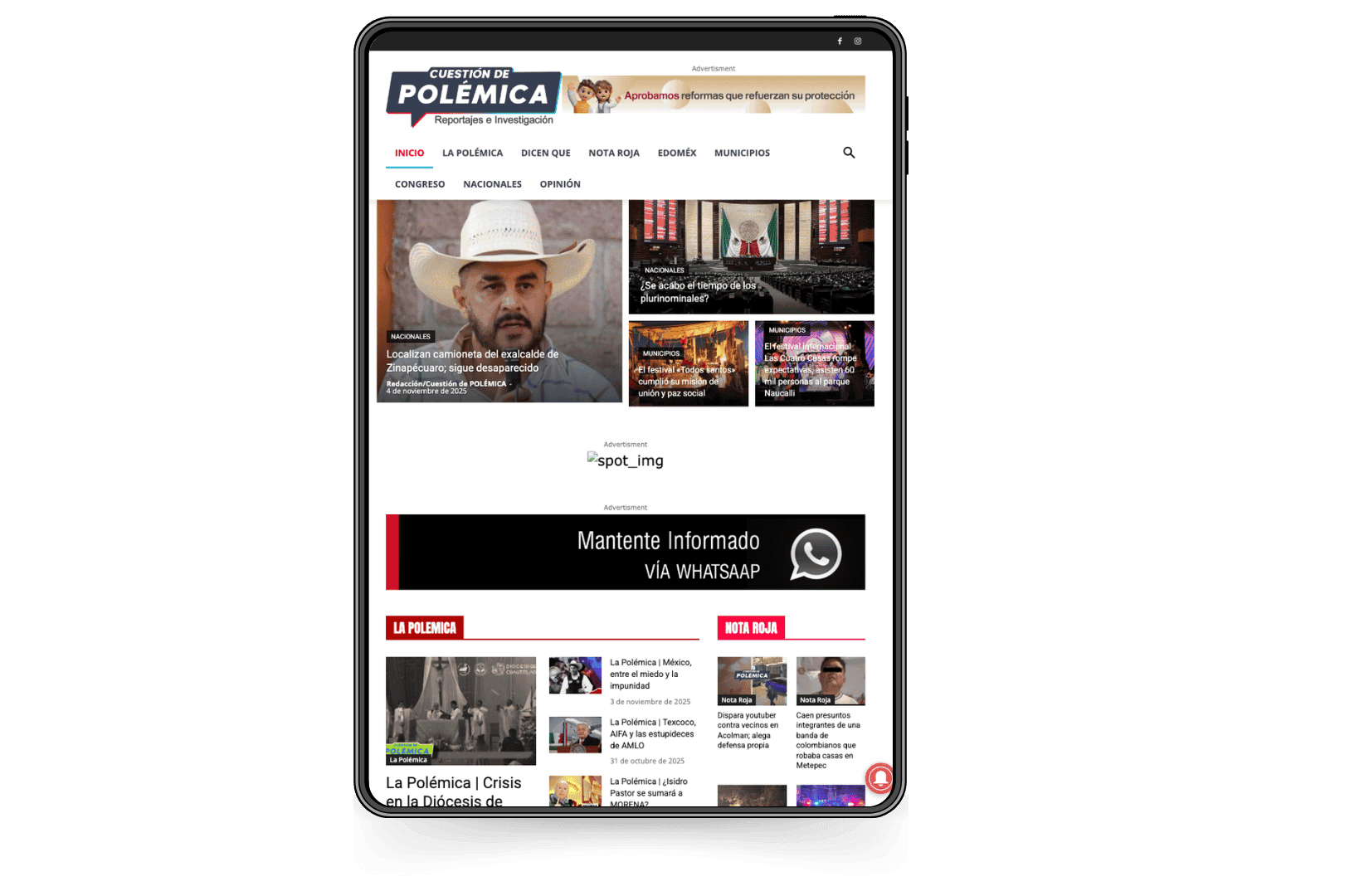 Mockup del sitio de Cuestión de Polémica