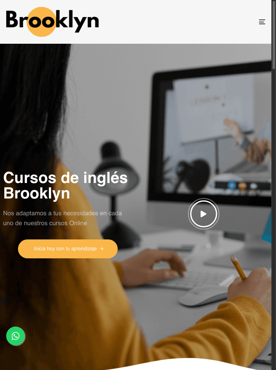 Sitio de Cursos de Inglés Brooklyn en tablet