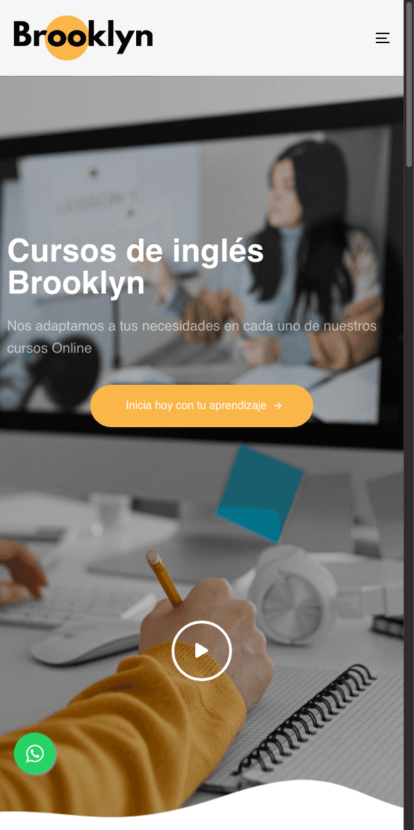 Sitio web de Cursos de Inglés Brooklyn en celular
