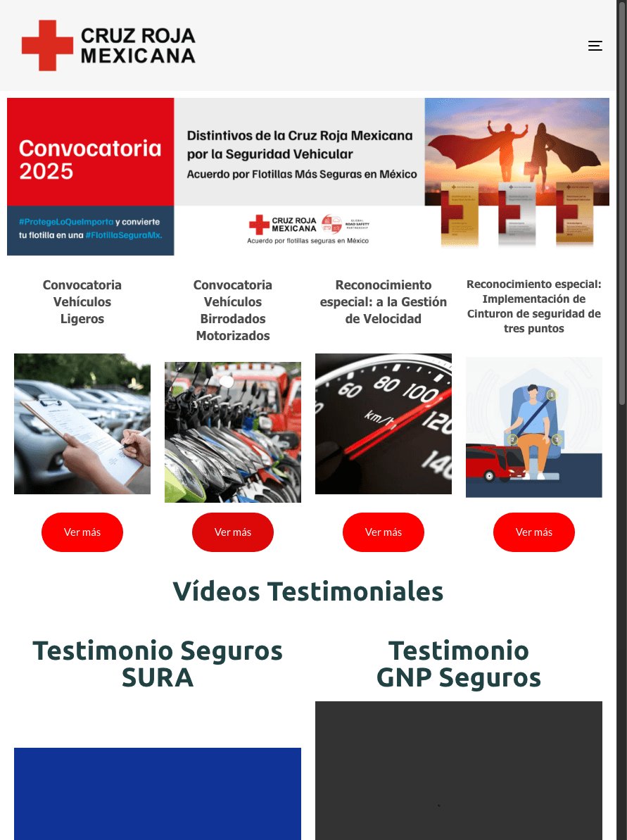 Sitio de Flotillas Seguras CRM en tablet