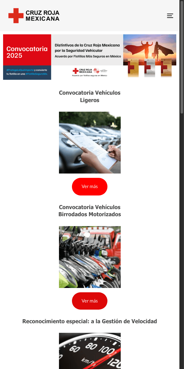 Sitio web de Flotillas Seguras CRM en celular