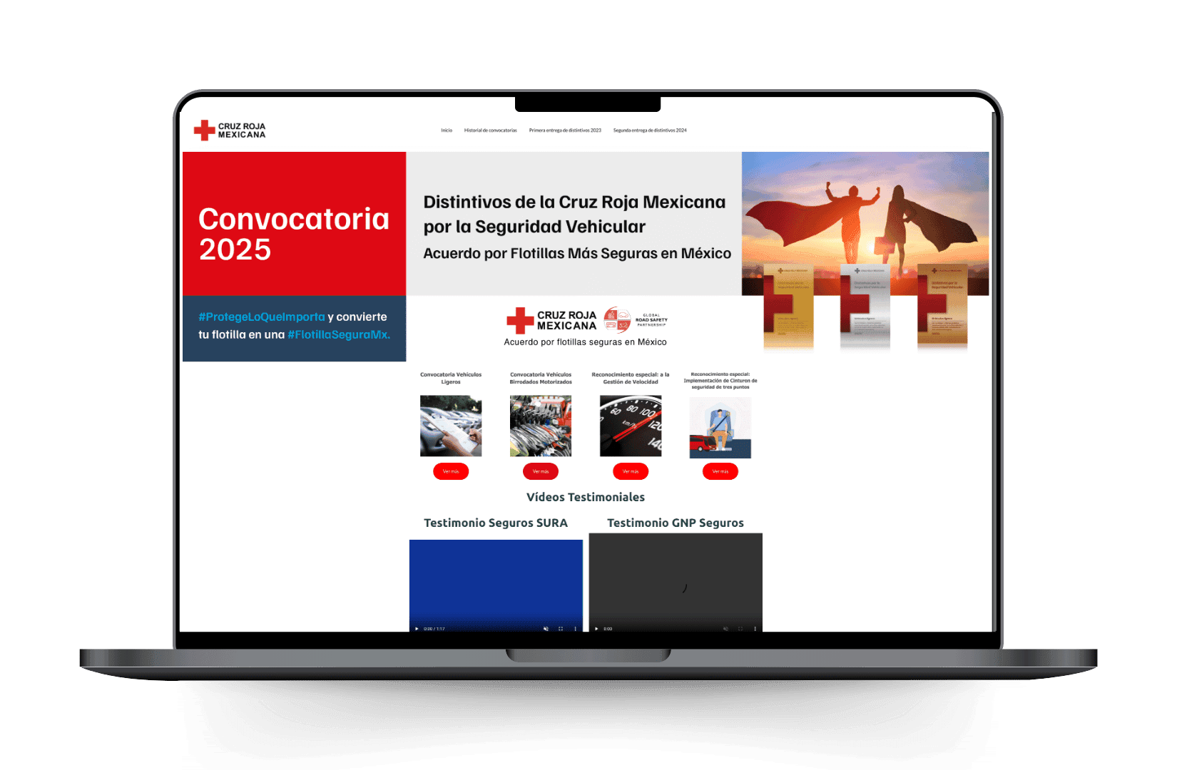 Mockup del sitio de Flotillas Seguras CRM