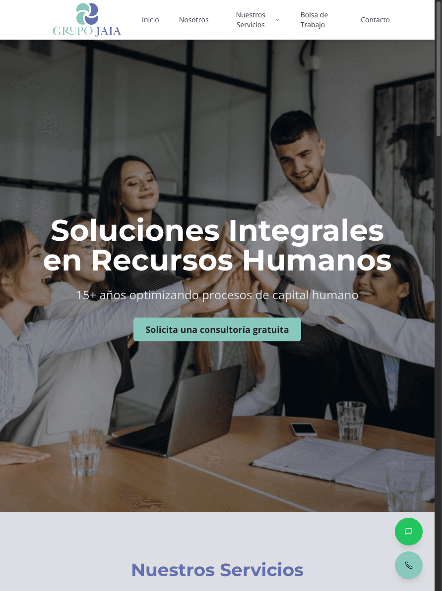Sitio de Grupo Jaia en tablet