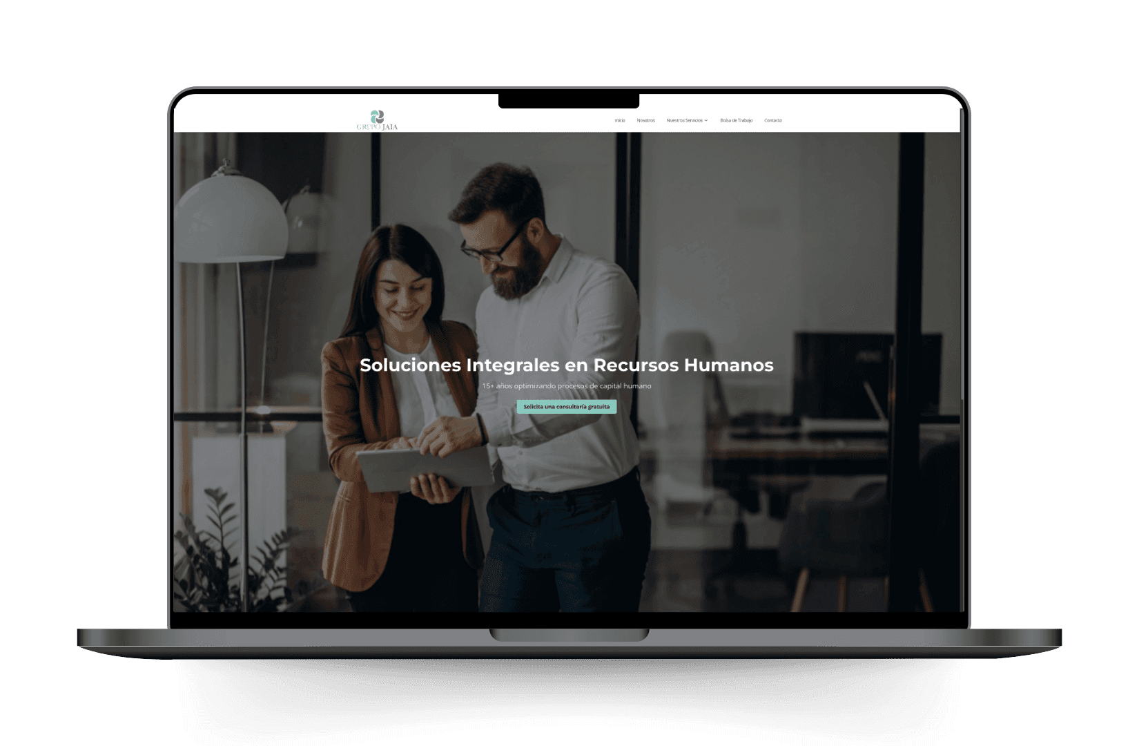 Mockup del sitio de Grupo Jaia