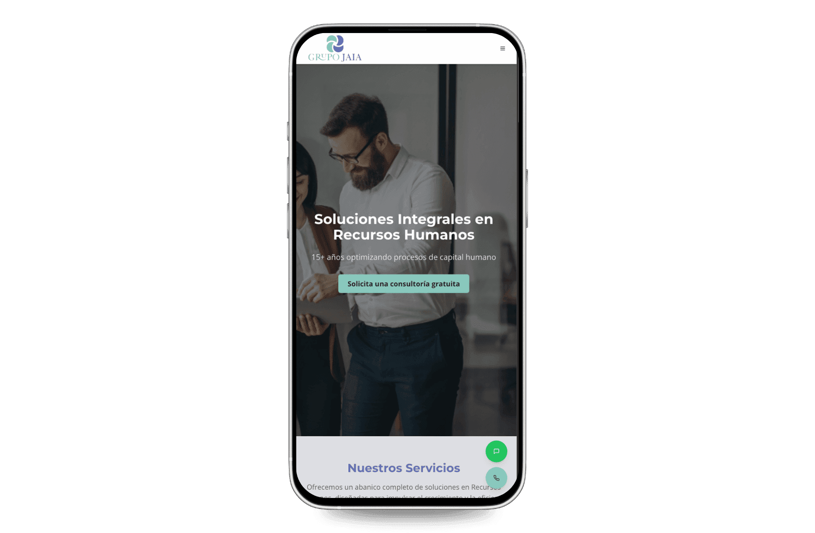 Mockup del sitio de Grupo Jaia