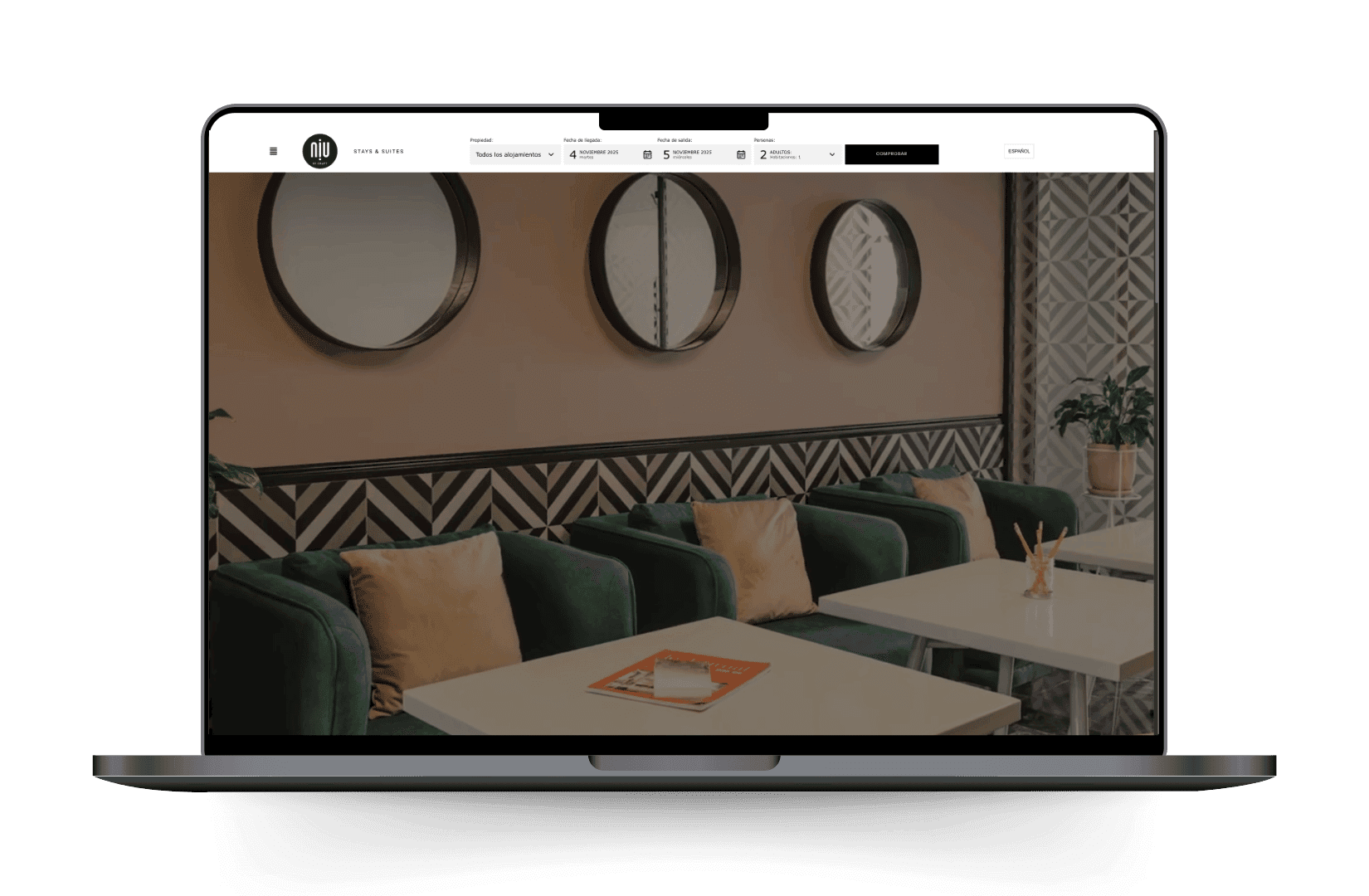 Mockup del sitio de NIU Coliving