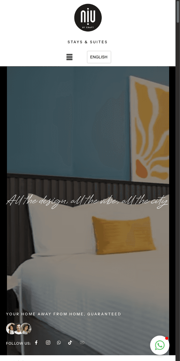 Sitio web de NIU Coliving en celular