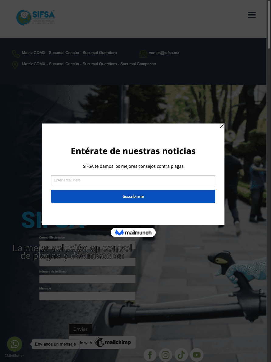 Sitio de SIFSA en tablet