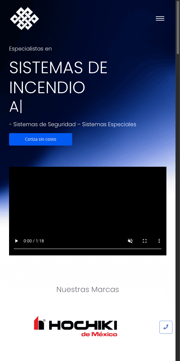 Sitio web de Simtex en celular