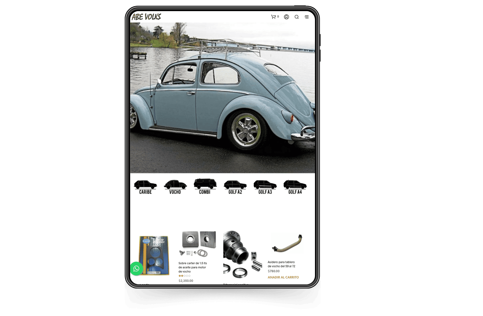 Mockup del sitio de AbeVolks