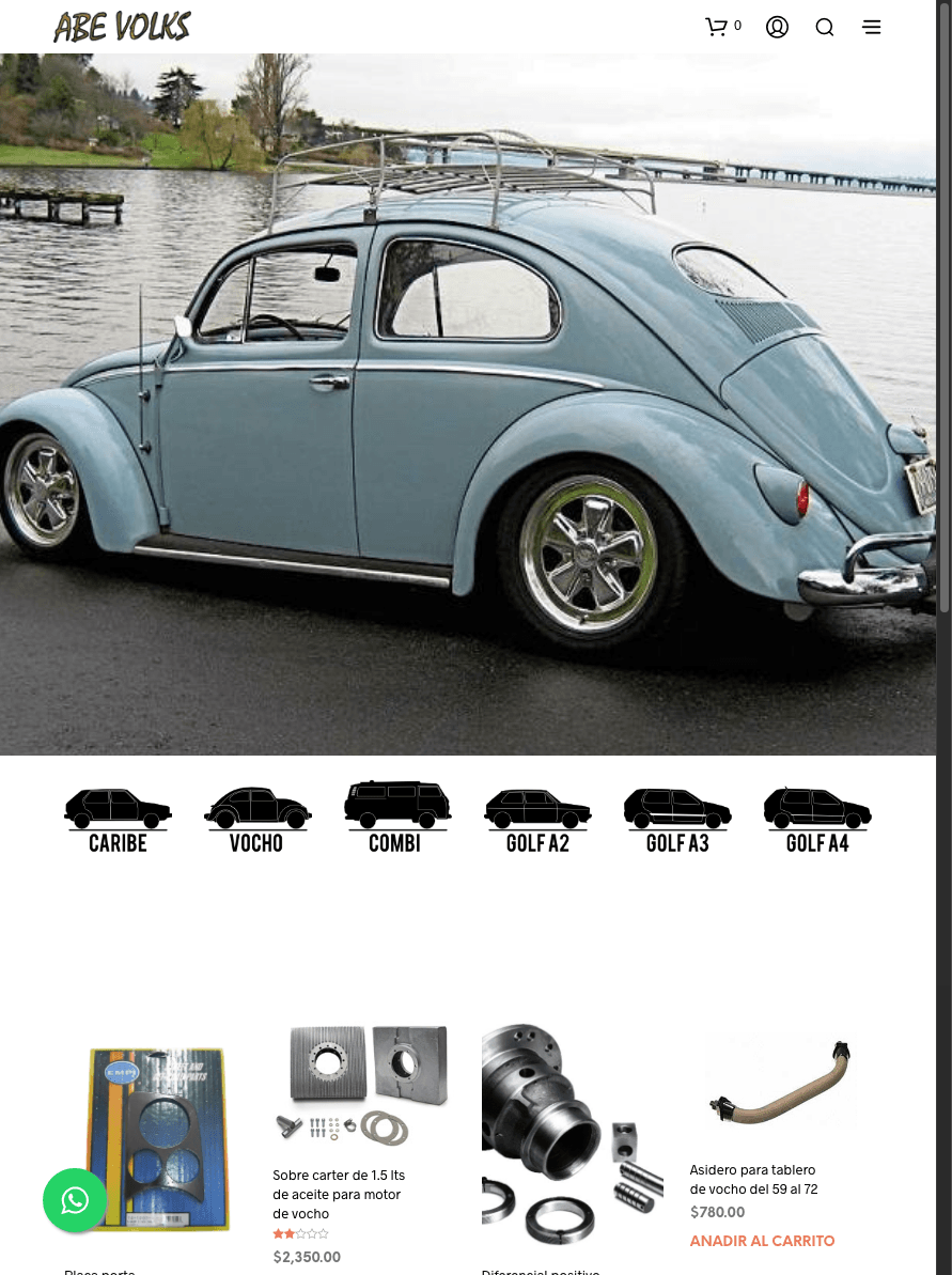 Sitio de AbeVolks en tablet