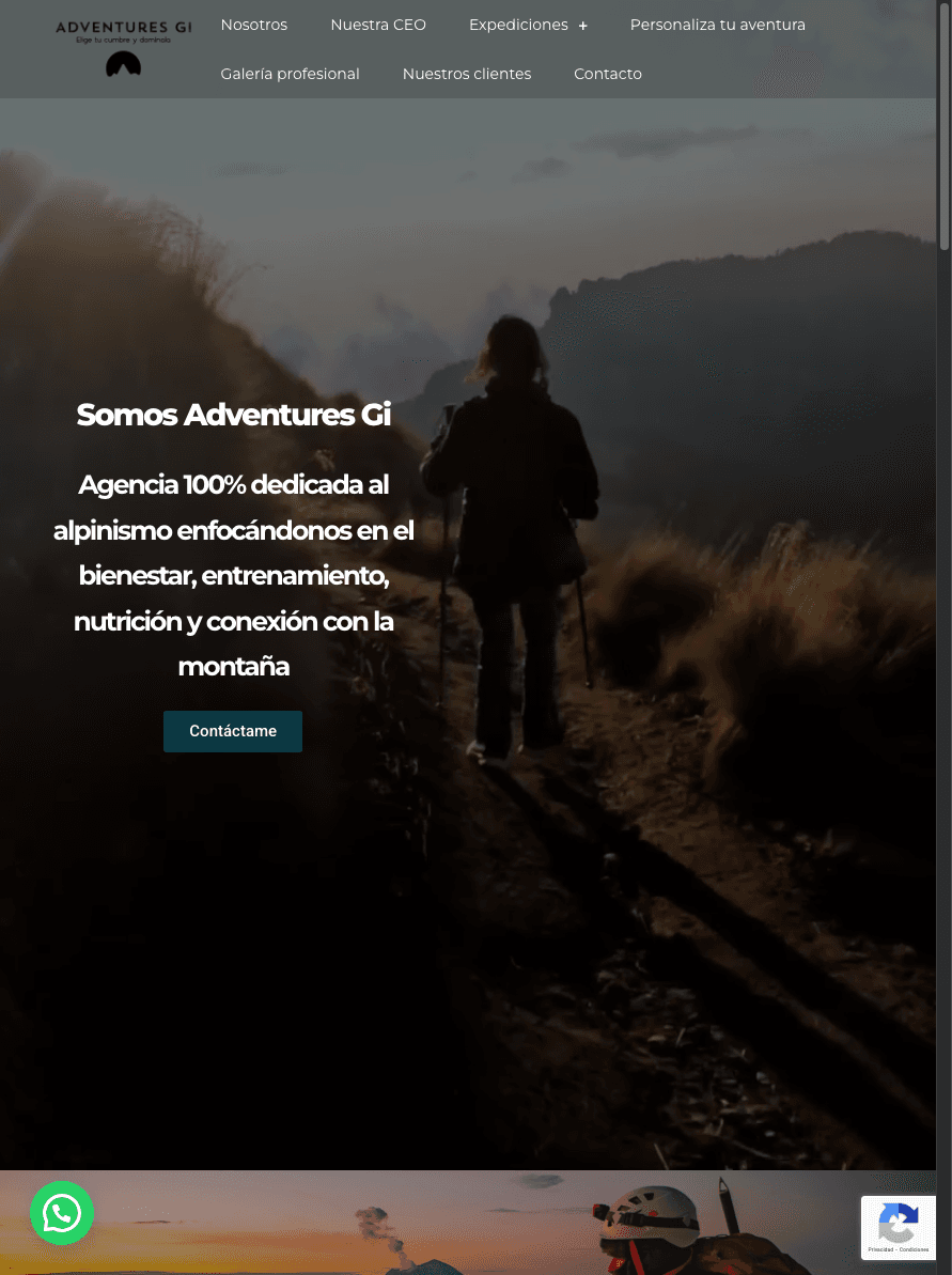 Sitio de AdventuresGI.com en tablet