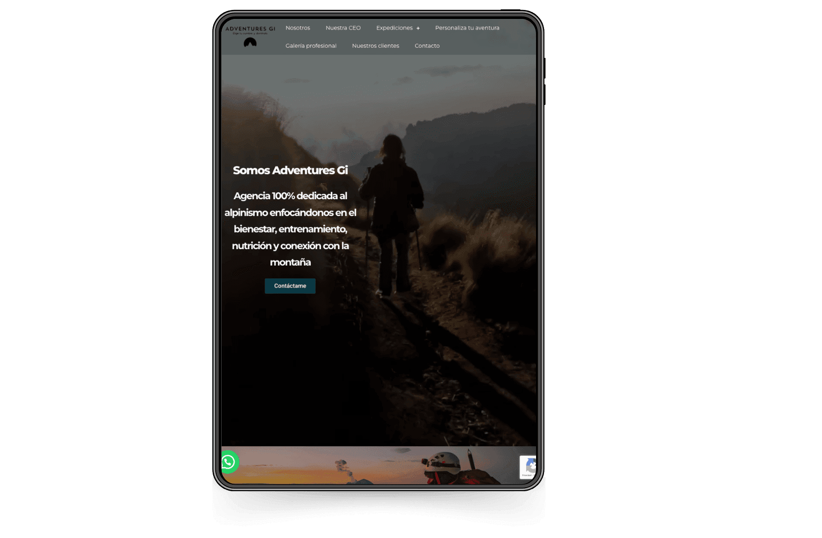 Mockup del sitio de AdventuresGI.com