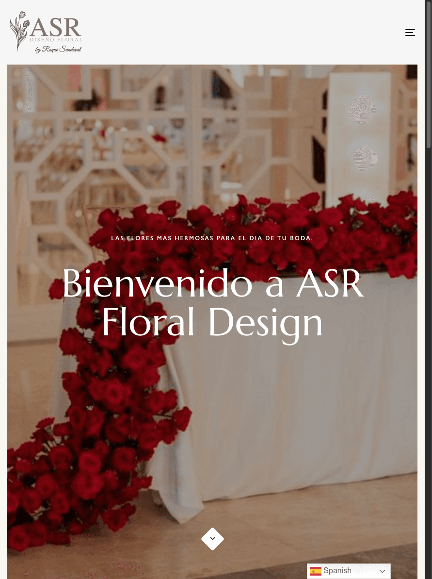 Sitio de ASR Floral Design en tablet