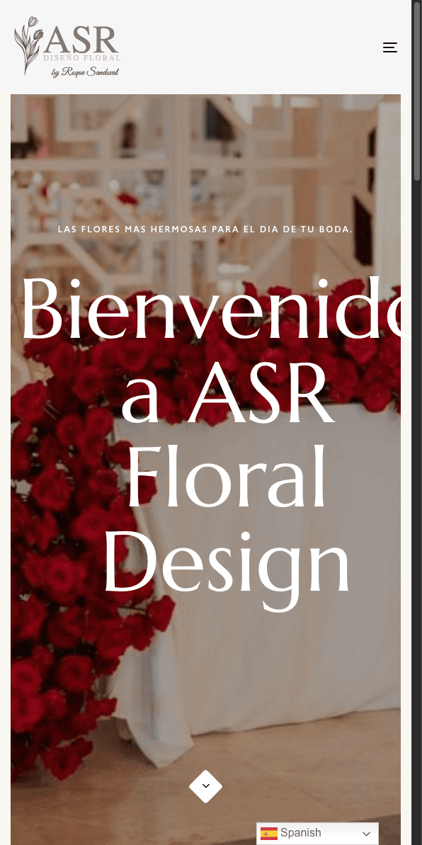 Sitio web de ASR Floral Design en celular