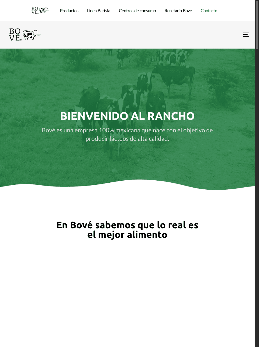 Sitio de Bove.com.mx en tablet