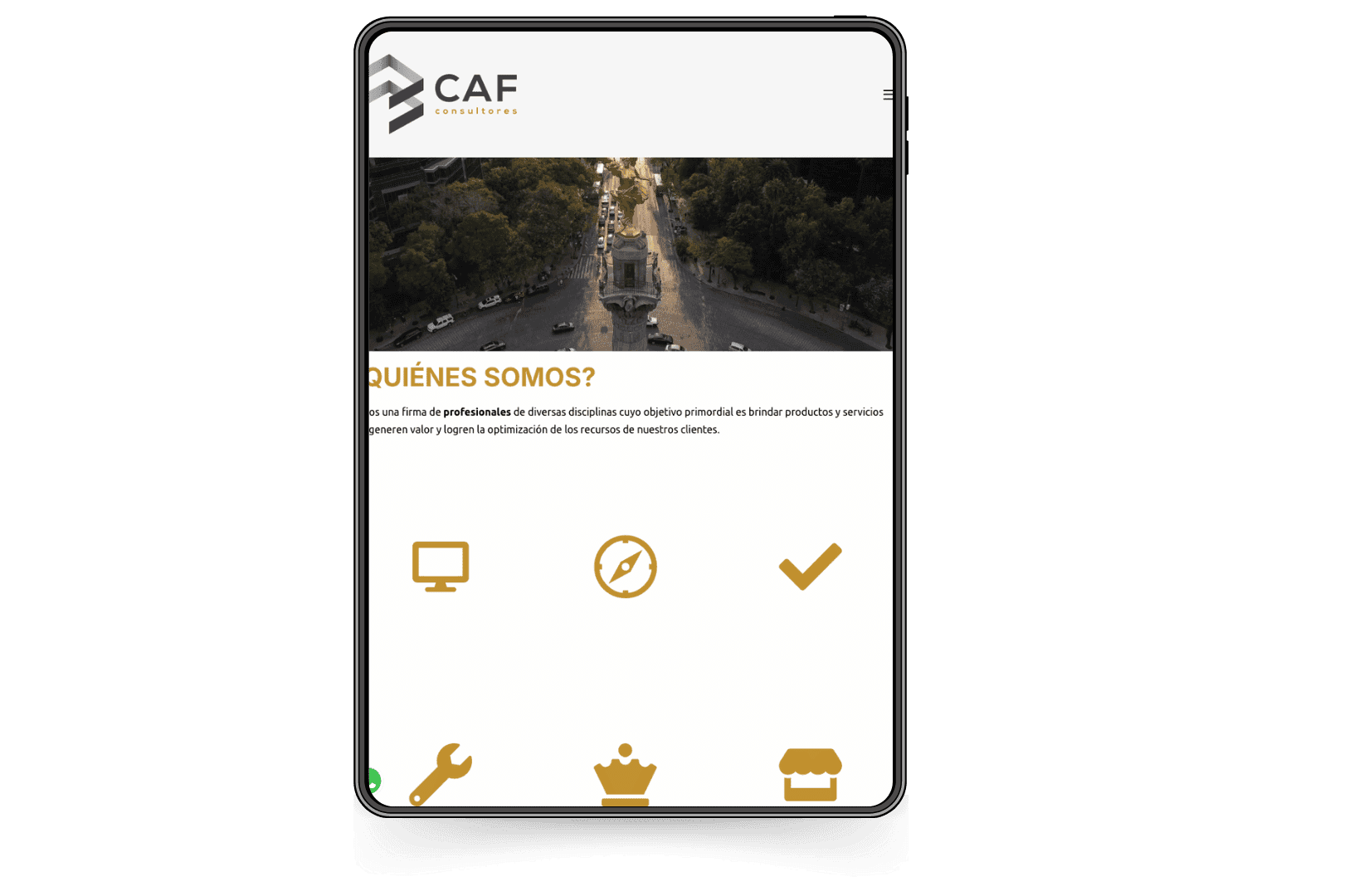 Mockup del sitio de Consultores CAF