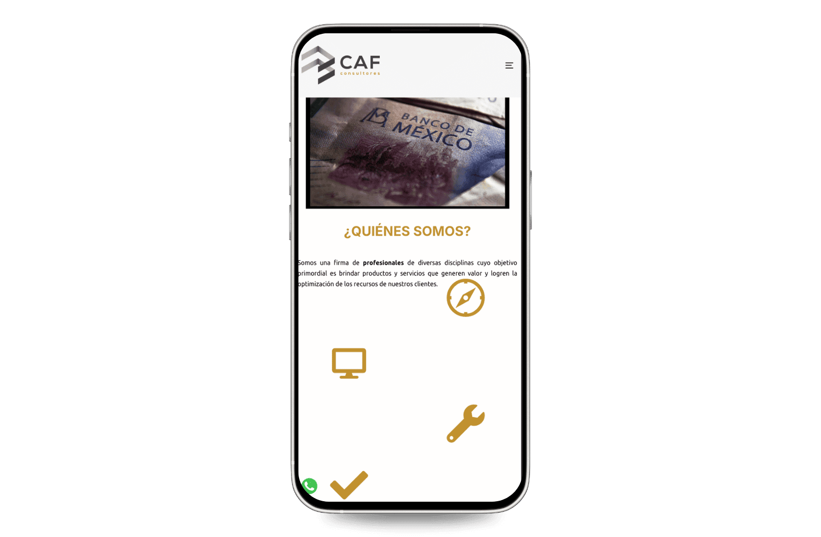 Mockup del sitio de Consultores CAF