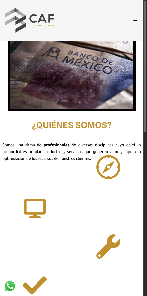 Sitio web de Consultores CAF en celular
