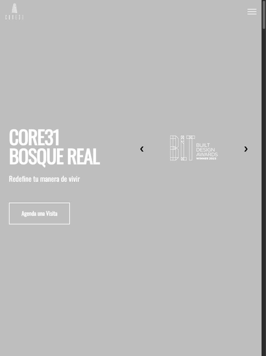 Sitio de Core31 en tablet