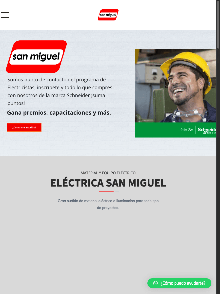 Sitio de Electrica San Miguel en tablet
