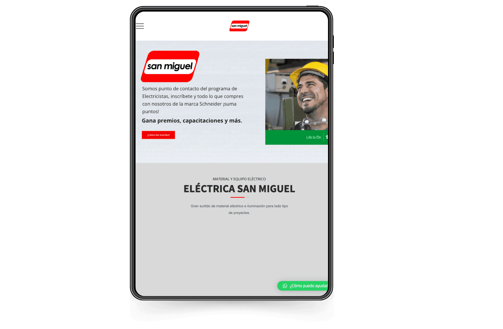 Mockup del sitio de Electrica San Miguel
