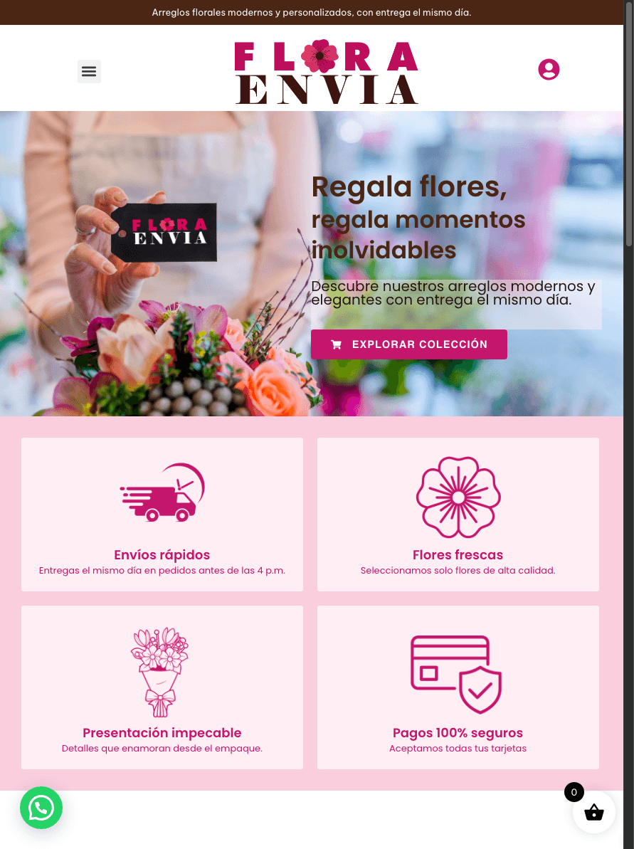 Sitio de FloraEnvia en tablet