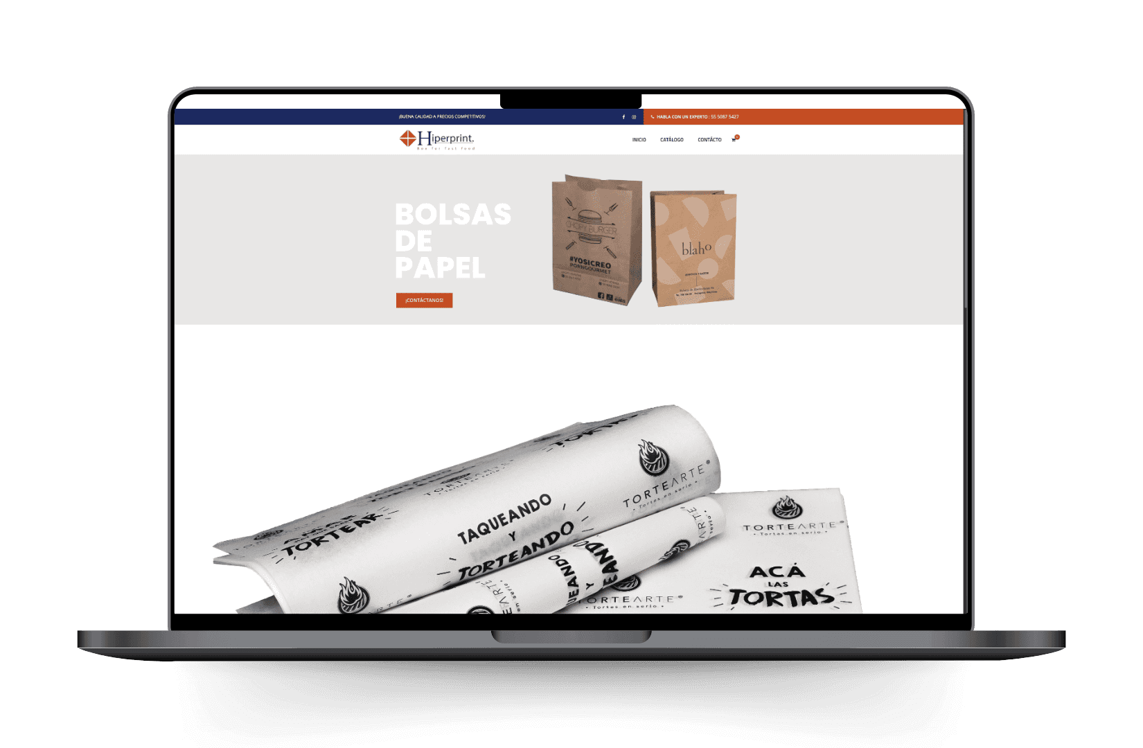 Mockup del sitio de Hiperprint.mx