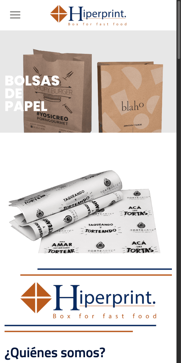 Sitio web de Hiperprint.mx en celular