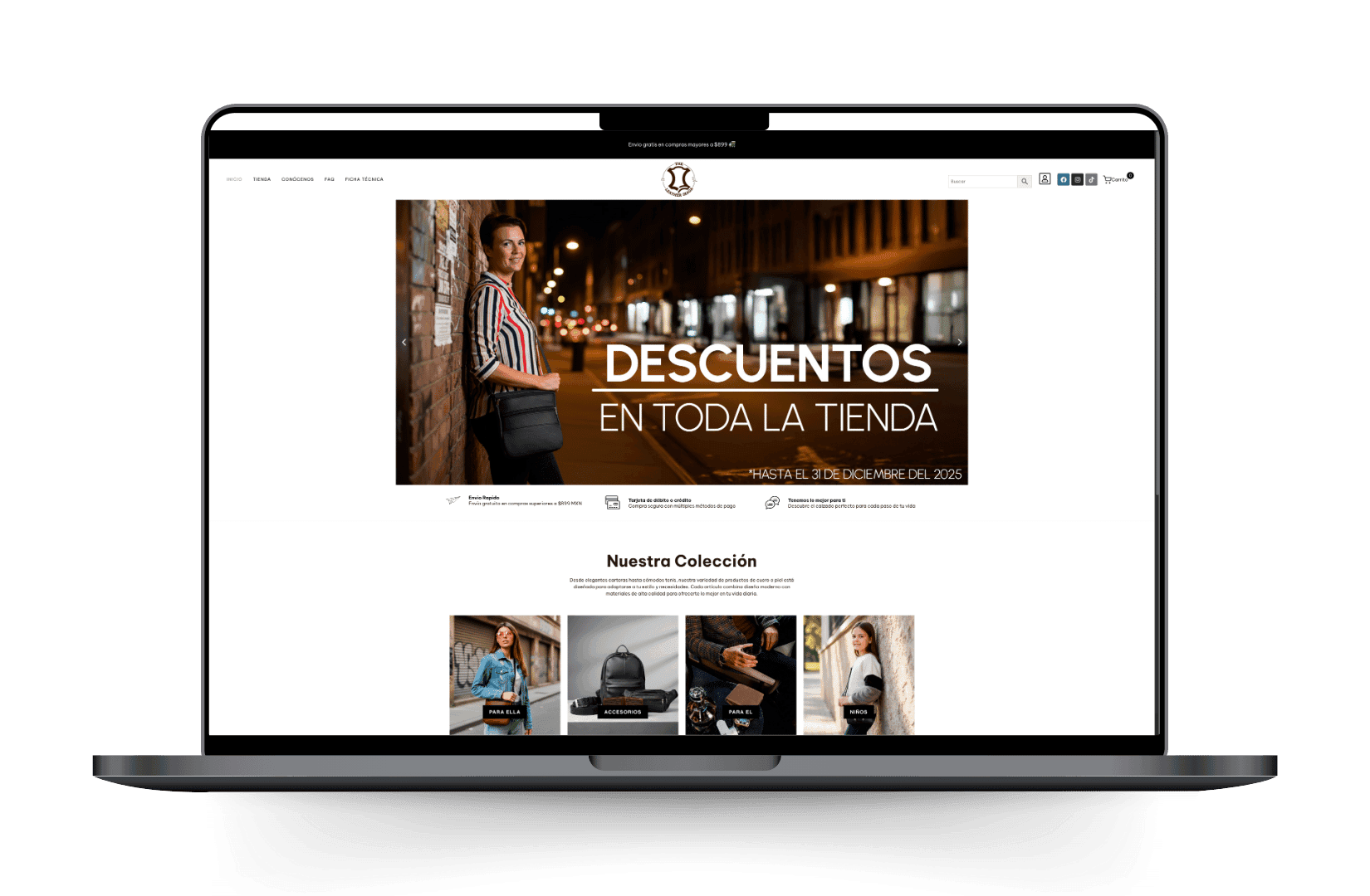 Mockup del sitio de Ixaga Leather