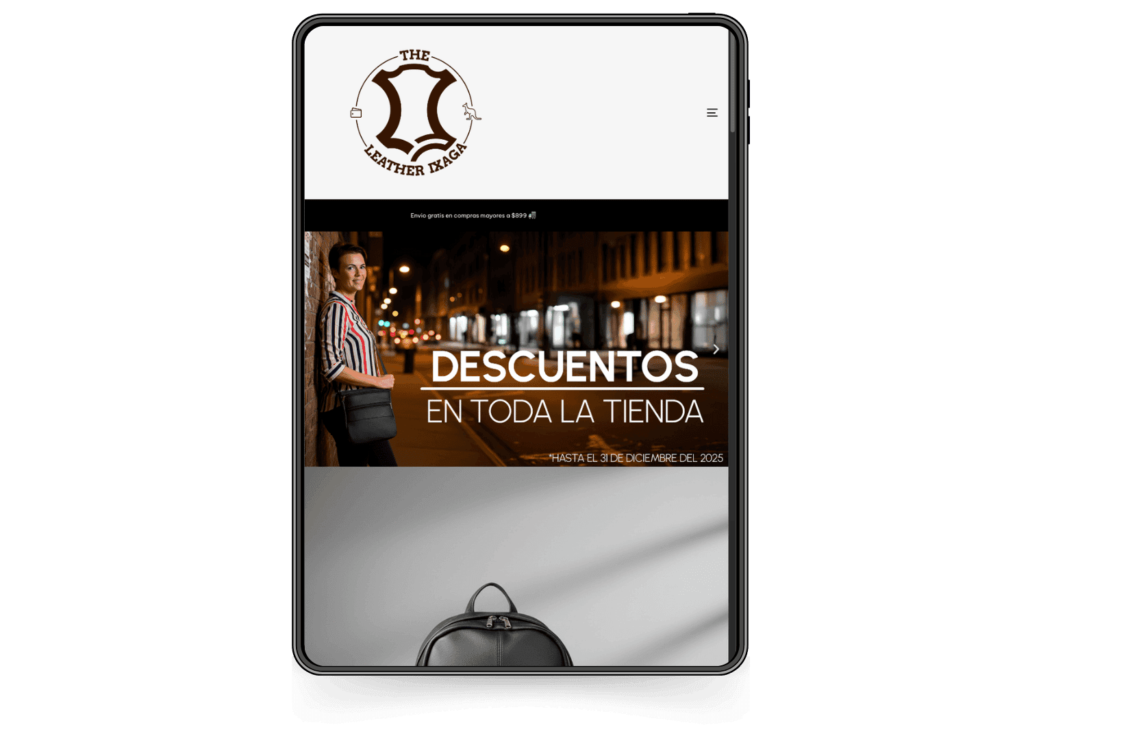 Mockup del sitio de Ixaga Leather