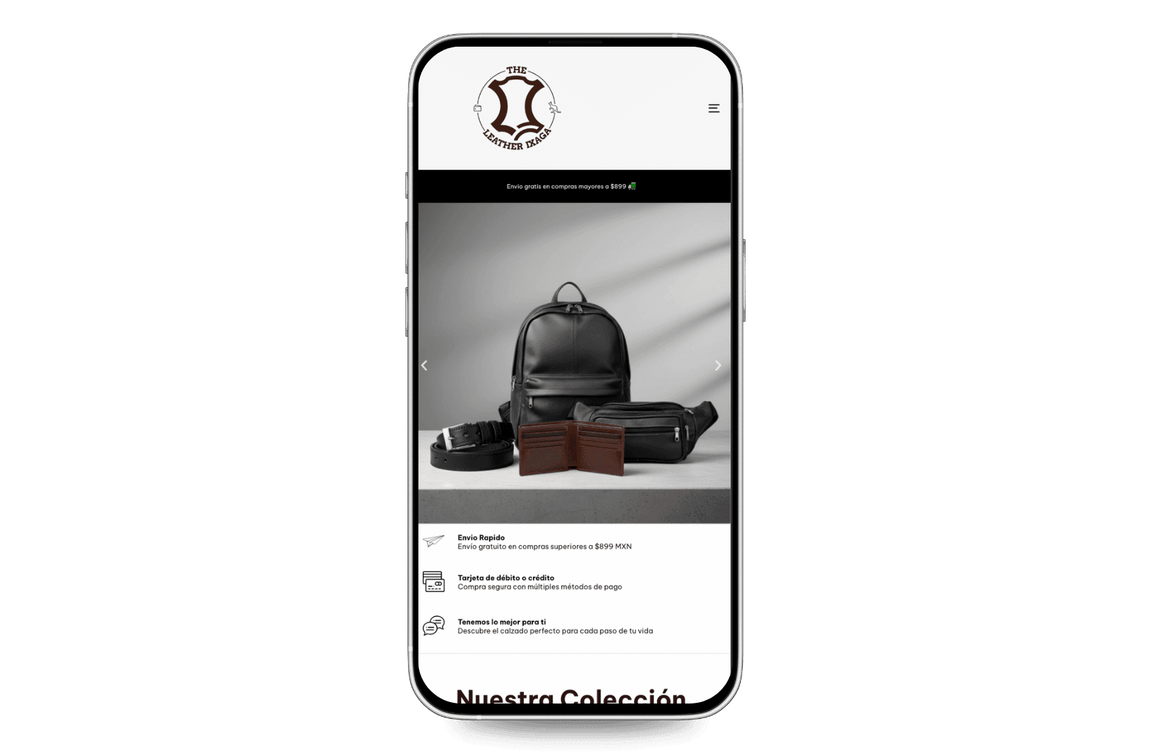 Mockup del sitio de Ixaga Leather