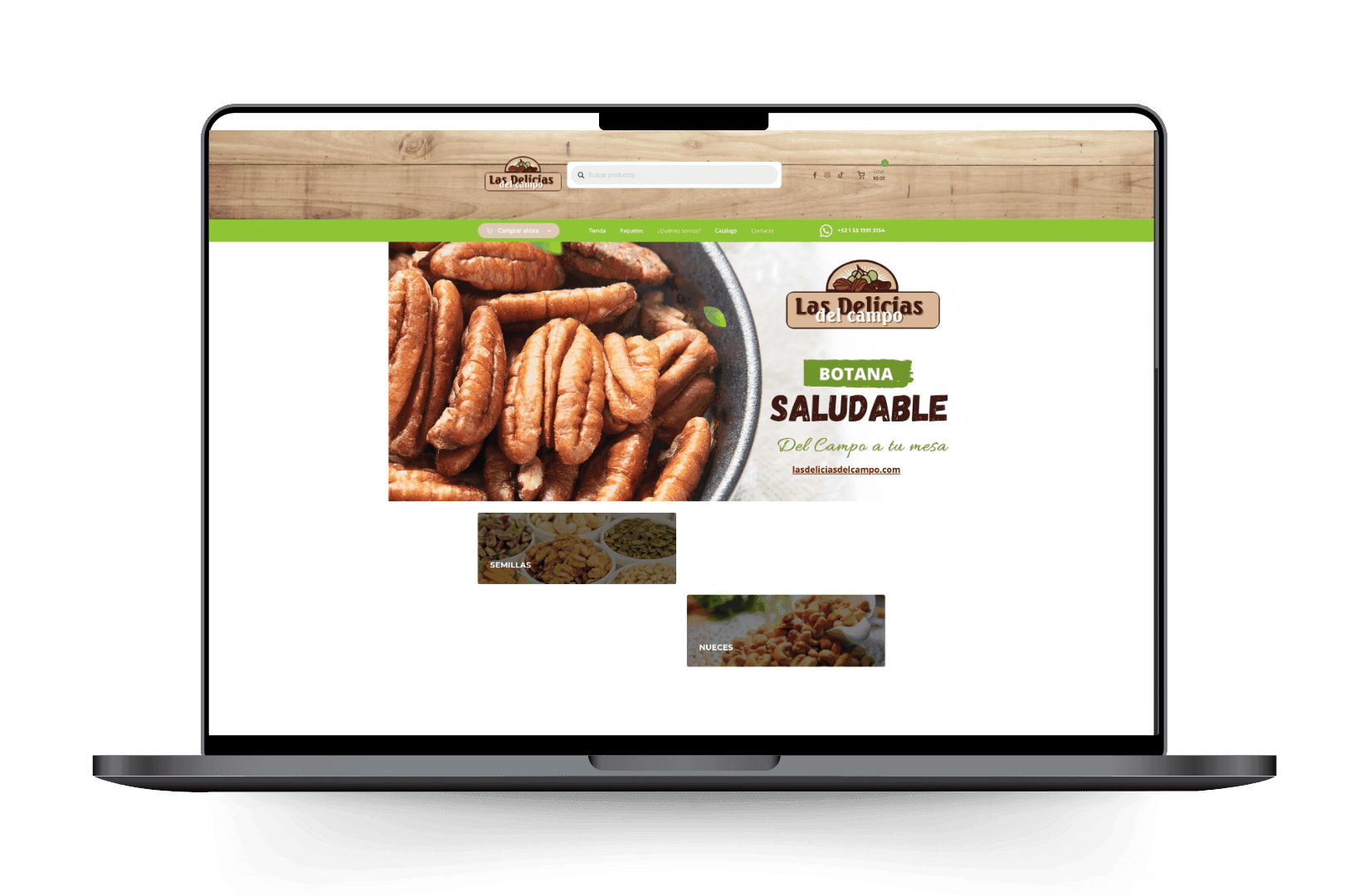 Mockup del sitio de Las Delicias del Campo