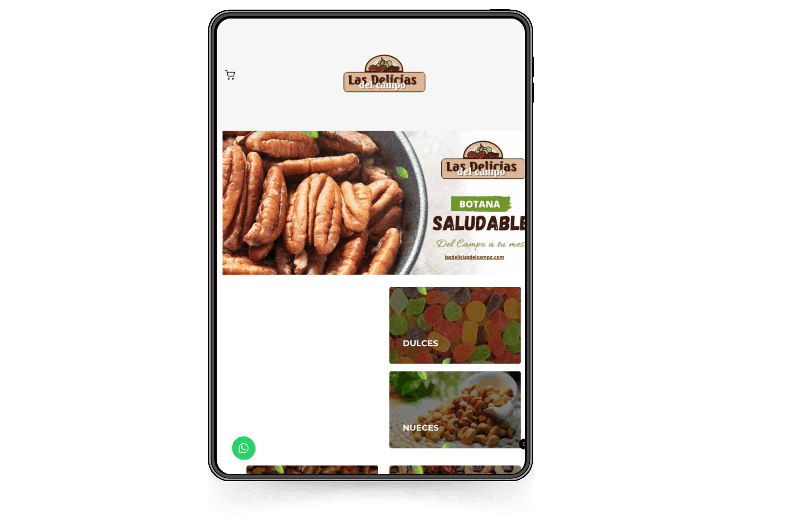 Mockup del sitio de Las Delicias del Campo