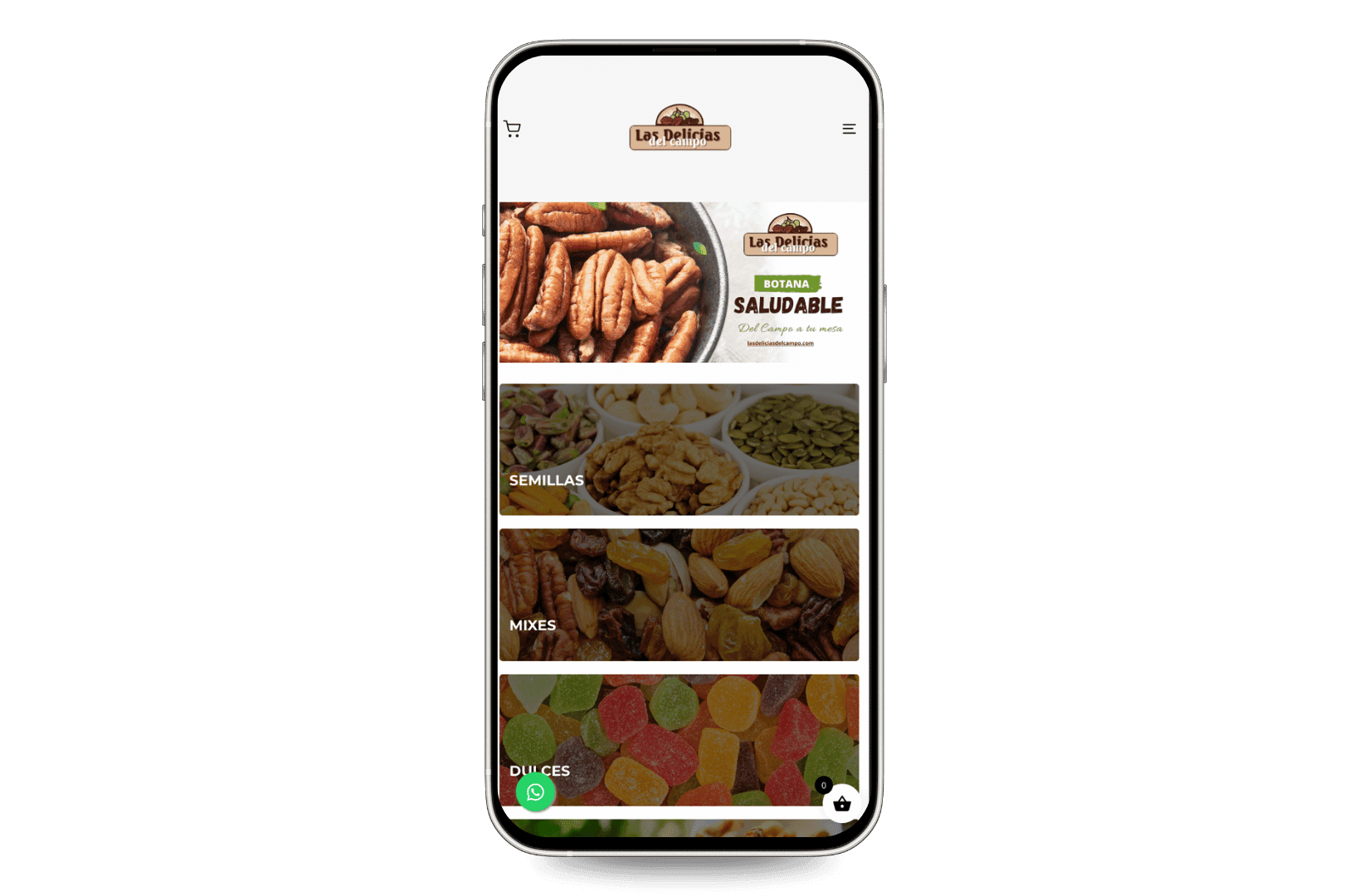 Mockup del sitio de Las Delicias del Campo