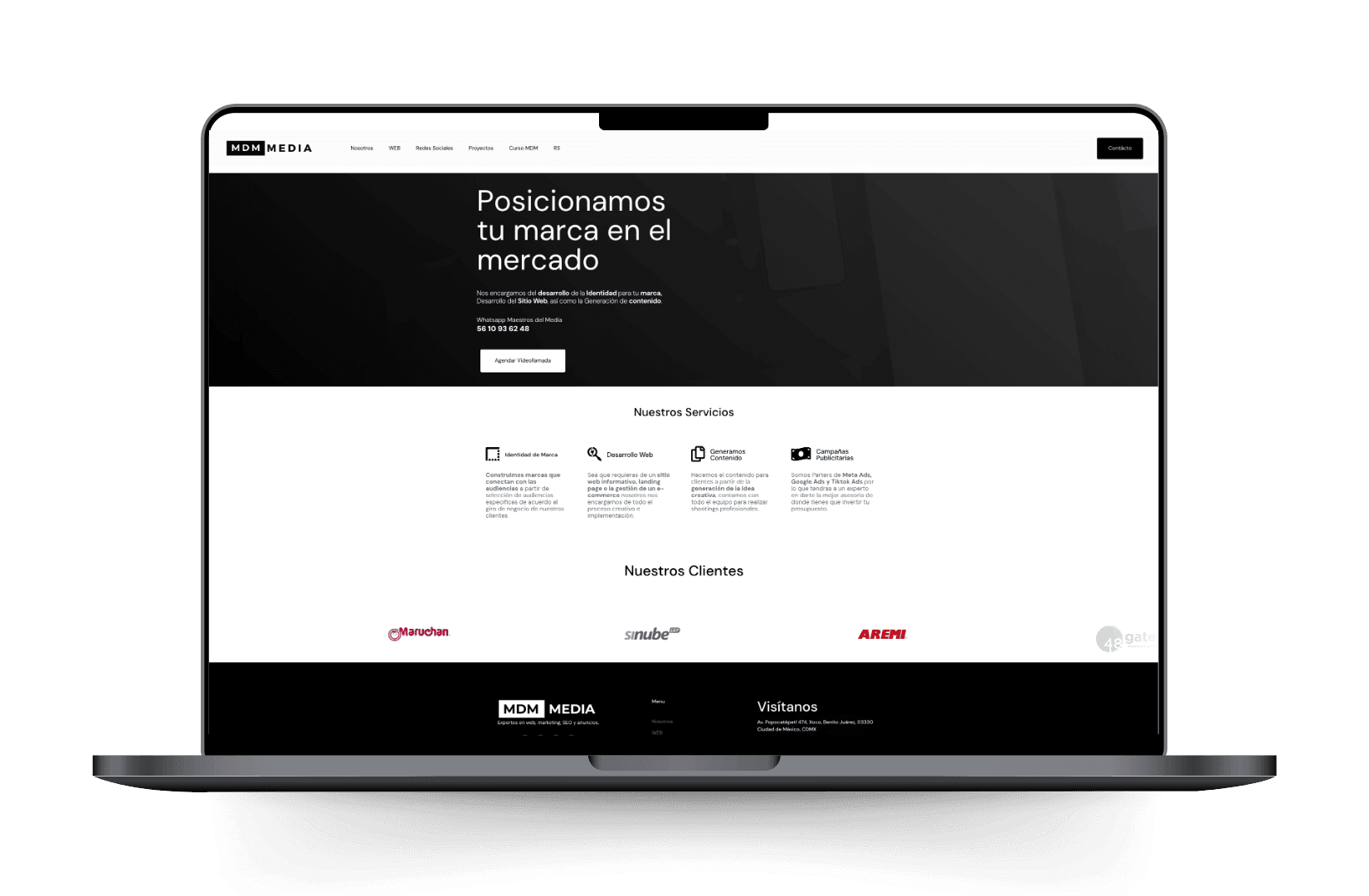 Mockup del sitio de maestrodelmedia.com