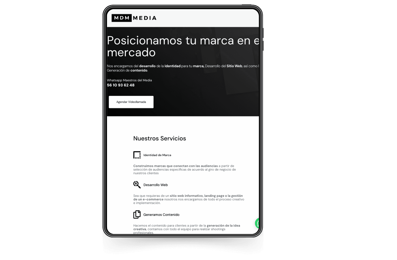 Mockup del sitio de maestrodelmedia.com