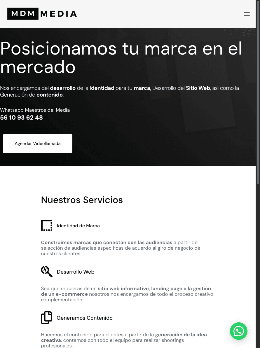 Sitio de maestrodelmedia.com en tablet