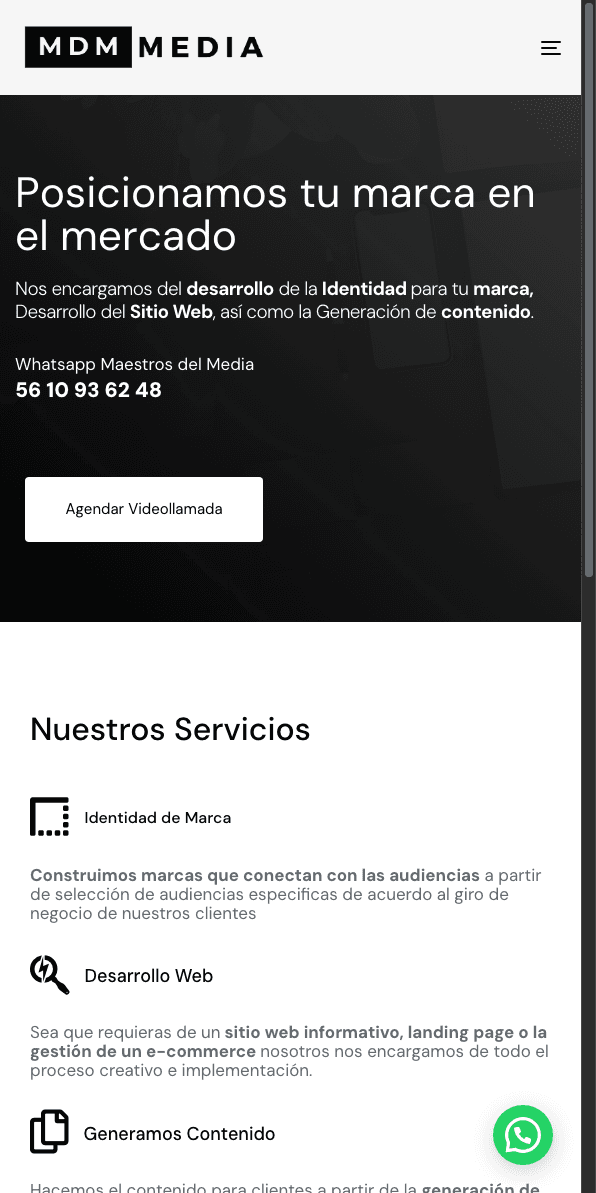 Sitio web de maestrodelmedia.com en celular